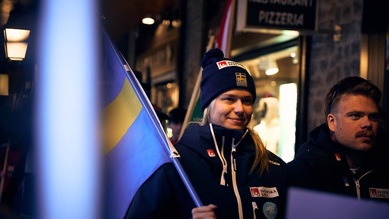 Karin Abrahamsson och Olle Collberg under världscupen i Pra Loup, Frankrike, tidigare denna säsong. Foto: @fistelemark. 
