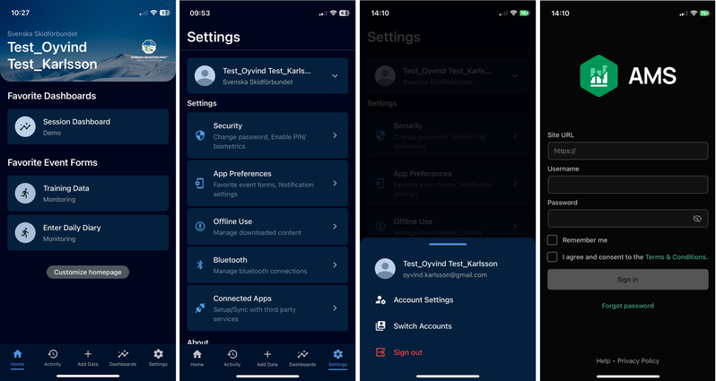 Teamworks AMS logga ut från app